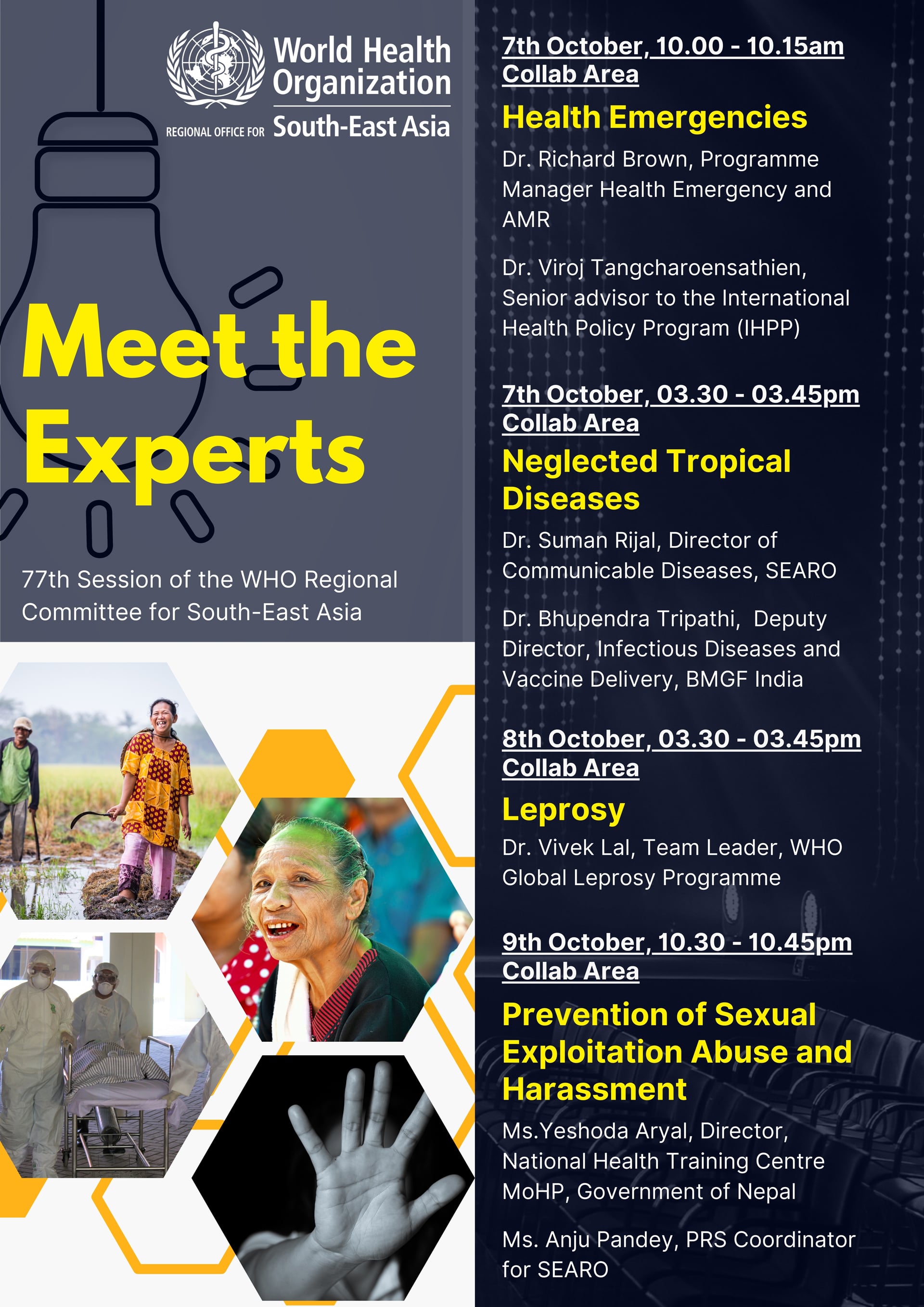 flyer for Meet the Experts-77th Session of the WHO Regional Committee for South-East Asia