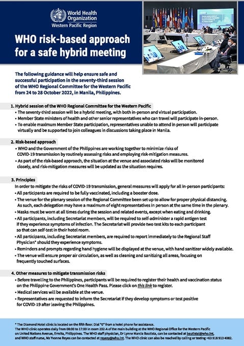 WHO risk-based approach for a safe hybrid meeting